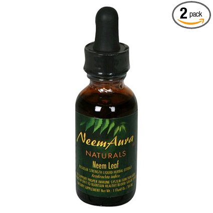 Neemaura Naturals Liquid Herbal Extract, Neem Leaf, Regular Strength, 1 fl oz (30 ml) (Pack of 2)