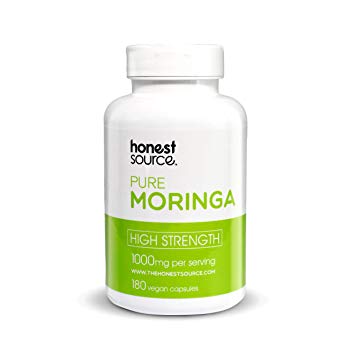 Vegan Organic Moringa Capsules 1000mg, Moringa Oleifera Powder, 3 Month Supply, 180 Count