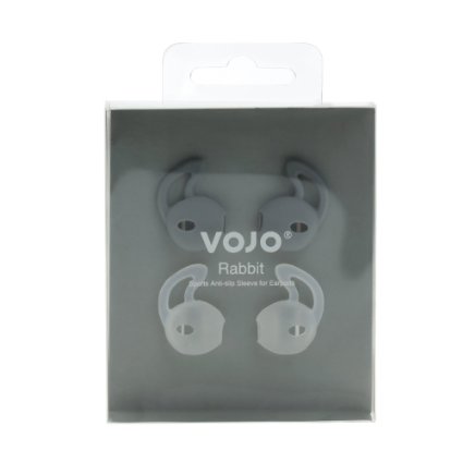 VOJO RABBIT,  Earpods Sport Skin with Silicone Earbuds Sleeves, [Clear & Gray 2 Pairs] Sweat & Water Proof Ear-Hook Keeper Grips for Apple iPhone 6 6s plus 5s 5 se 5c, Colorful Cover Securer Gadget