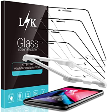 [3 Pack] L K Screen Protector for iPhone 7 / iPhone 8, Tempered-Glass 9H Hardness,Case Friendly,Bubble Free,Scratch Resistance,Alignment Frame Easy Installation Screen Protective Film