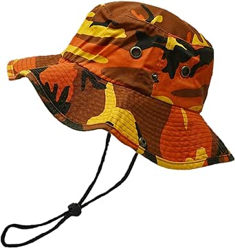 Glory Max Washed Cotton Bucket Hat with Chin Strap Fishing Sun Safari Boonie Cap