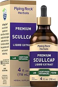 Piping Rock Scullcap Herb Liquid Extract | 4 Fl Oz | Alcohol Free Tincture | Vegetarian, Non-GMO, Gluten Free