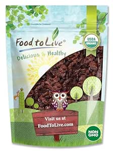 Food to Live Organic Sultana Raisins, 12 Ounces - Non-GMO, Unsweetened, Unsulfured, Lightly Coated with Organic Sunflower Oil, Vegan, Paleo Friendly, Bulk. No Sugar Added. Vitis Vinifera Linne