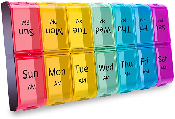 Weekly Extra Large Pill Organizer 2 Times a Day, Betife Am Pm Pill Organizer 7 Day, Daily Pill Box Organizer with Large Compartments BPA-Free Pill Holder Am Pm for Vitamins/Supplements/Medicines