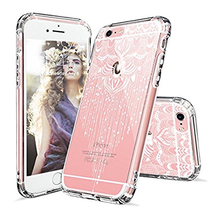 iPhone 6s Case, iPhone 6 Case Clear, MOSNOVO White Henna Mandala Floral Tassel Pattern Printed Clear Design Transparent Plastic Back with TPU Bumper Protective Case Cover for iPhone 6 6s (4.7 Inch)