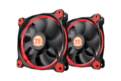 Thermaltake RIING 120mm Red LED Ultra Quiet High Airflow Computer Case Fan, Twin Pack CL-F047-PL12RE-A