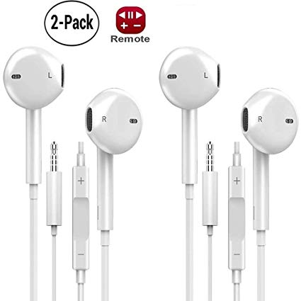 2-Pair Earbuds Microphone with Volume Control, OfsPower 6s Headphones with Mic, Android Earphones Noise Cancelling Headphone for 3.5 Ear Buds