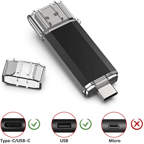 Sanfeya 64GB USB 3.0 Type C Flash Drive USB C OTG Thumb Drive Dual USB Memory Stick for USB-C Smartphones, New MacBook & Tablets, Samsung Galaxy S9, S8, S8 Plus, Note 8, LG G6, V30, Google Pixel XL