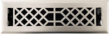 Empire Register Co, Antique Style Design, Brushed Nickel Finish, Heavy Duty Floor Register. Floor Vent Covers Size - 2 x 10 inch, Overall Face Size - 3.5 x 11.5 inch