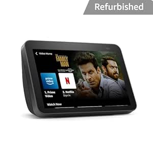 Certified Refurbished Echo Show 8 (2nd Gen) - Smart speaker with 8" HD screen, stereo sound & hands-free entertainment with Alexa (Black)