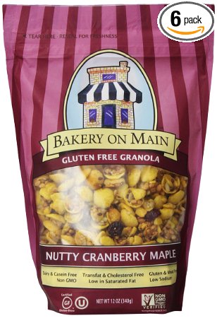 Bakery On Main Gluten Free Non-GMO Granola, Nutty Cranberry Maple, 12-Ounce Bags (Pack of 6)