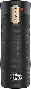 Contigo x Ally Love Stainless Steel Vacuum-Insulated Travel Mug with Autoseal and Easy Clean Lid, Spill-proof, Keeps Drinks cold 24 hrs & hot for 11 hrs, BPA Free, 16oz., West Loop 3.0, Licorice