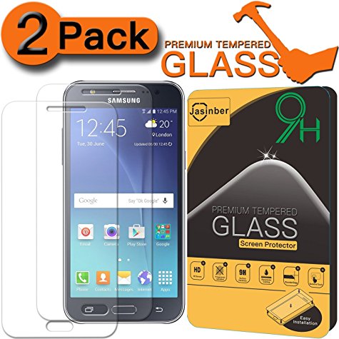 [2-Pack] Galaxy J7 Screen Protector, Jasinber Premium Tempered Glass Screen Protector for Samsung Galaxy J7 (Not for 2016 Released) with 9H Hardness/Anti-Scratch/Anti-Fingerprint/Bubble Free