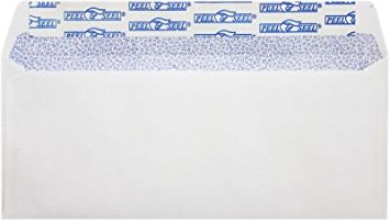 #10 Square Flap Envelopes w/Peel & Press & Security Tint (4 1/8 x 9 1/2) - White (50 Qty.) | Business | For Checks, Invoices, Letters & Mailings | Printable | 80lb Text Paper | 75747-50