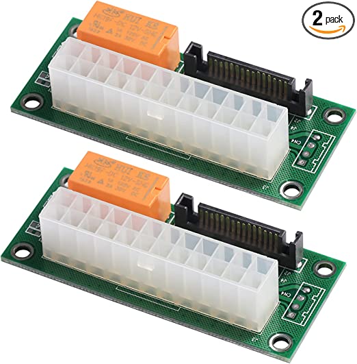 MZHOU Synchronous 2 Pack Power Board Dual PSU Multiple Power Supply Adapter Add2psu with SATA ATX 24pin Connector（2 Pack）