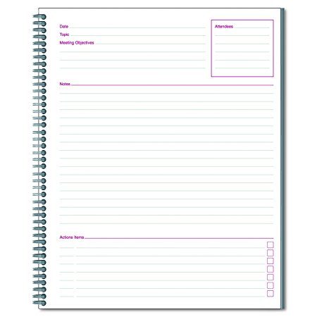 Cambridge 06132 Side Bound Guided Business Notebook, Linen, Meeting Notes, 11 x 8 1/4, 80 Sheets