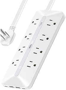 Flat Plug Power Strip, Anker 12-in-1 USB-C Power Strip with 8 AC, 2 USB-C, and 2 USB-A Ports, 5 ft Extension Cord, Slim Desk Charging Station, 900J Surge Protection, 35W Max for Home, Office, Dorm