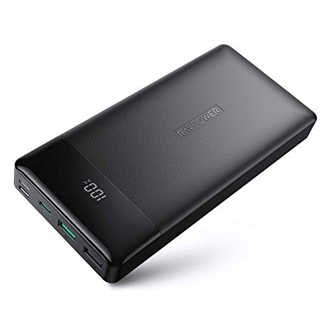 Portable Charger RAVPower Power Delivery 20000mAh Input & Output Power Bank USB C QC 3.0 18W with MFi Certified PD 3.0 for iPhone Xs Max/XR/X iPad Pro