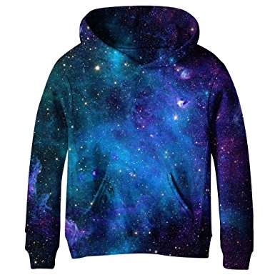 SAYM Teen Boys' Galaxy Fleece Sweatshirts Pocket Pullover Hoodies 4-14Y