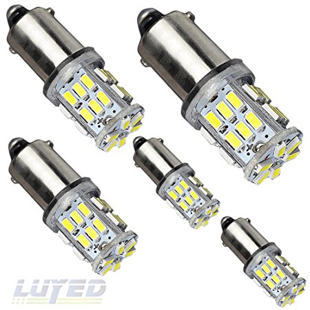 LUYED 5 x Super Bright 3014 30-EX Chipsets BA9 BA9S 53 57 1895 64111 LED Bulbs Used For Side Door Courtesy Lights Map Lights,Xenon White