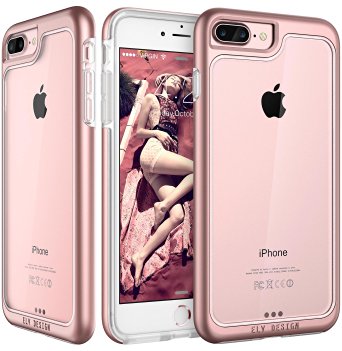 iPhone 7 Plus case, E LV Anti-Scratch Crystal Series [Shock Absorbent] Clear Slim Case Cover for Apple iPhone 7 Plus - [ROSE GOLD]