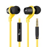Tokmate COR200Y 47inch Length Core Bass In-Ear Headphone with Mic and 4 Silicone Tips for Replacement Yellow