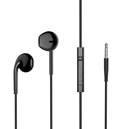 Earbuds with Mic, BYZ Wired Headphones with Microphone Stereo Sound iPhone Earphones for iOS Android Windows System Smartphone mp3 Ergonomic Comfort-Fit in-Ear Headphone Black