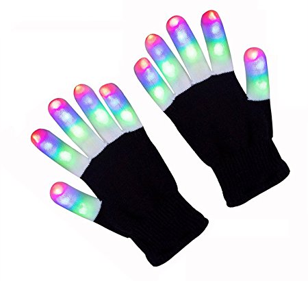 FOCUSAIRY LED Gloves 3 Colors 6 Modes Party Light Show Dancing Gloves Colorful Flashing Finger Lighting Gloves for Clubbing Rave Birthday Disco Party Concert Halloween Christmas Gift