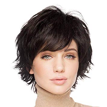 BLONDE UNICORN Natural Short Wigs for Women Human Hair Wig Black