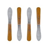 Stainless Steel Straight Edge Butter Cheese Cream Sandwich Condiment Spreader Knives with Wood Handle for Kitchen Tools Cooking Utensil Event Guest Serving 4 Pack by Super Z Outlet
