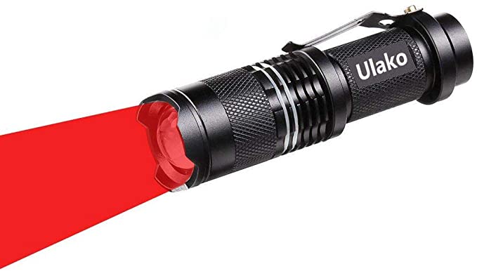 Ulako Red Light Single 1 Mode150 Yards Adjustable Focus Zoom LED Flashlight Torch for Hunting Hog Pig Coyote Varmint Predator