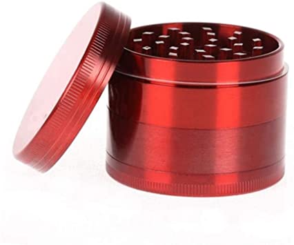 GOCTOS Herb grinder 4-in-1 Grinder with Pollen Scraper, Premium Zinc Alloy Crusher with Razor-sharp Teeth, Red(small size)