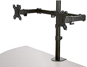 StarTech.com Desk Mount Dual Monitor Arm - Desk Clamp/Grommet VESA Monitor Mount for up to 32 inch Displays - Ergonomic Articulating Monitor Arm - Height Adjustable/Tilt/Swivel/Rotating (ARMDUAL2)