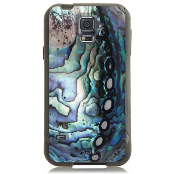 Unnito Samsung Galaxy S5 Hybrid Case, [Dual Layer] *1 Year Warranty* Case Protective [Custom] Commuter Protection Cover (Black - Abalone Shell)
