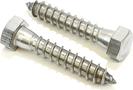 3/8" x 2" Stainless Hex Lag Bolt Screws, (25 Pack) 304 (18-8) Stainless Steel.