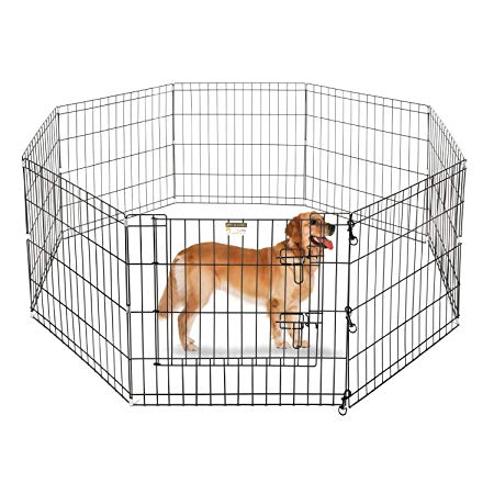 ALEKO SDK-36B Heavy Duty Pet Playpen Dog Kennel Pen Exercise Cage Fence 8 Panel 36 x 36 Inches Black