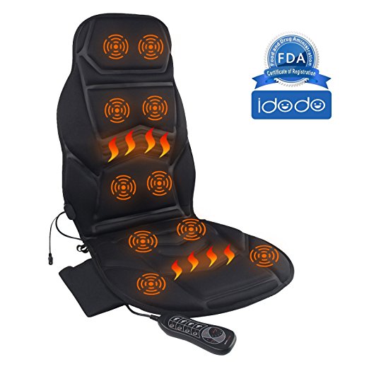 IDODO Vibrating Car Shiatsu Seat Cushion Cover Pads Massager with Heat, Massage Chair to Relax, Sooth and Relieve Neck and Back, Shoulder and Thigh