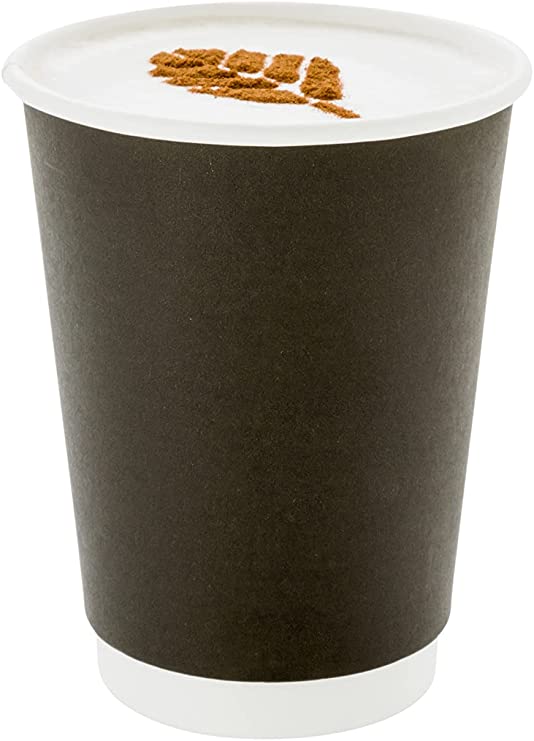 500-CT Disposable Black 12-oz Hot Beverage Cups with Double Wall Design: No Need for Sleeves - Perfect for Cafes - Eco Friendly Recyclable Paper - Insulated - Wholesale Takeout Coffee Cup