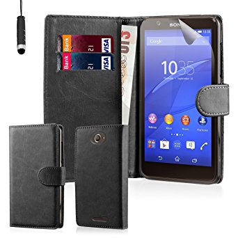 32nd® Book wallet PU leather case cover for Sony Xperia E4 mobile phone - Black