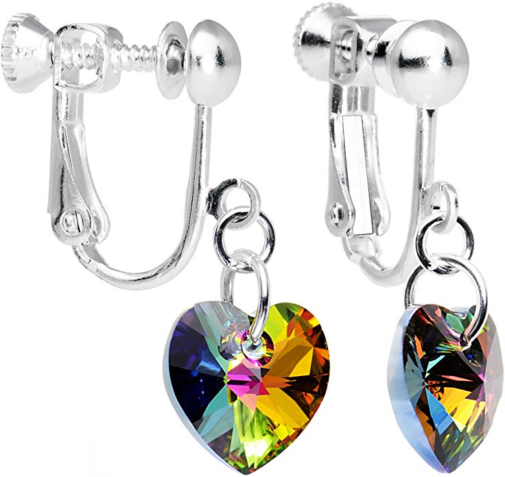Body Candy Handcrafted Heart Clip Earrings Created with Swarovski Crystals