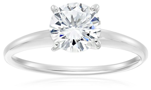 Sterling Silver and Round-Cut Cubic Zirconia Solitaire Ring 1 cttw