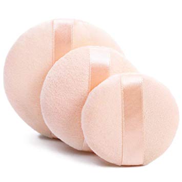 Kalevel Velour Powder Puffs Washable Makeup Face Powder Puff Large Round Cosmetic Puff Makeup Sponge for Powder and Liquid Foundation (3pack, 3 Sizes)
