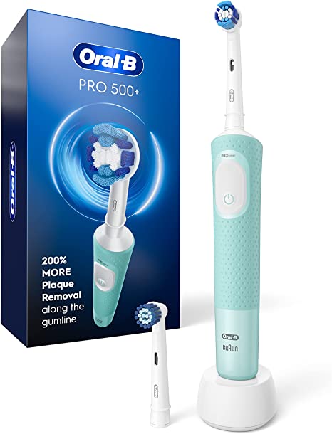 Oral B Pro 500   Electric Toothbrush with (2) Brush Heads, Rechargeable, Mint, Green