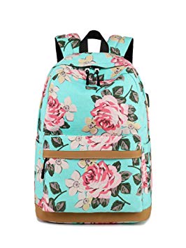 Leaper Cute School Backpack Girls Daypack Bookbag USB Charging Port Water blue
