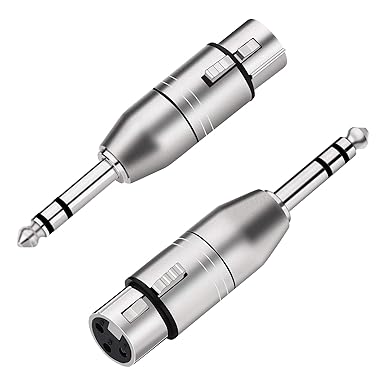 Tisino XLR to Jack TRS Adapter, Balanced Female XLR to Quarter Inch 6.35mm Male Adapters - 2 Pack