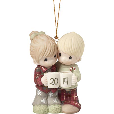 Precious Moments First Christmas Together 2019 Dated Bisque Porcelain Couple 191004 Ornament, One Size, Multi