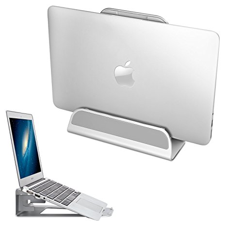 Vertical Laptop Stand, APPHOME 2 in 1 Aluminum Adjustable Desktop Holder Space-saving Display for APPLE Notebooks Macbook Pro / Air