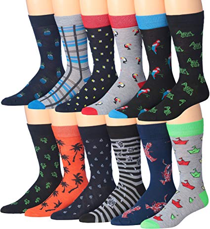 James Fiallo Men's 12-Pairs Solid Colored Bold Lightweight Dress Socks