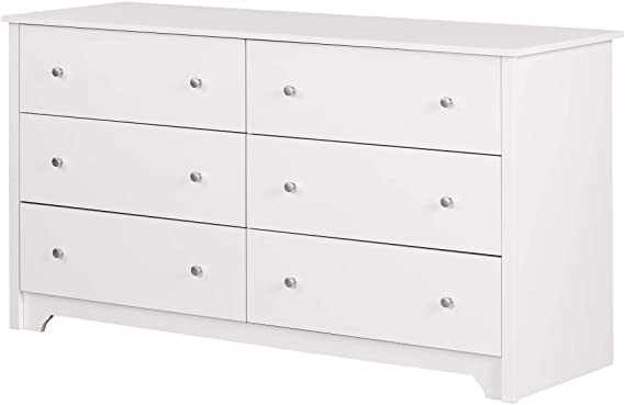 South Shore Furniture Vito Collection, 6-Drawer Double Dresser, Pure White