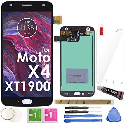 X4 LCD Screen Replacement Touch Display Digitizer Assembly 5.2" (Black) for Motorola Moto X4 XT1900-1 XT1900-2 XT1900-4 XT1900-5 XT1900-7 with Adhesive Tempered Glass and Repair Tools